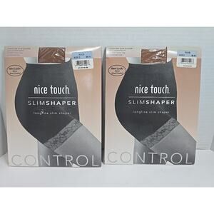 Nice Touch Slim Shaper Size D Pantyhose Nude Control Reinforced Toe Lycra Sheer